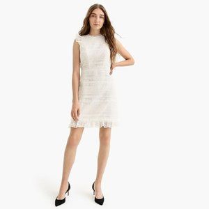 J.Crew Cap Sleeve White Ruffle Mixed Lace Dress - Size 6